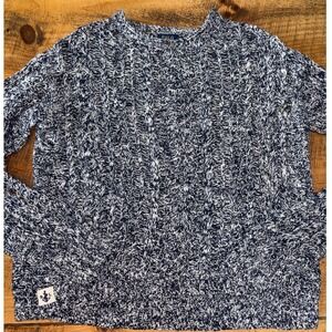 Polo Ralph Lauren Girls Cable Knit Navy Cream Long Sleeve Sweater Size 12/14 L